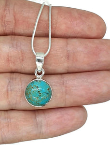 Round Turquoise Pendant, Sterling Silver, December Birthstone, Blue Turquoise, Protection - GemzAustralia 