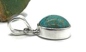Round Turquoise Pendant, Sterling Silver, December Birthstone, Blue Turquoise, Protection - GemzAustralia 