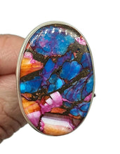 Load image into Gallery viewer, Oyster Turquoise Ring with Pink Opal, Size 10, Oval Shaped, Sterling Silver - GemzAustralia 