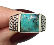 Load image into Gallery viewer, Turquoise Ring, Size 9, Sterling Silver, Square Shape, Protection Stone, Love Stone - GemzAustralia 