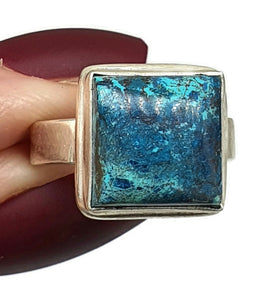 Shattuckite Ring, Size 8, Sterling Silver, mix of Azurite Chrysocolla & Malachite Gems - GemzAustralia 