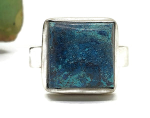Shattuckite Ring, Size 8, Sterling Silver, mix of Azurite Chrysocolla & Malachite Gems - GemzAustralia 