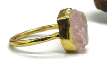 Load image into Gallery viewer, Rose Quartz Ring, Size 7.5, Sterling Silver, 14K gold plated, Raw Gemstone - GemzAustralia 