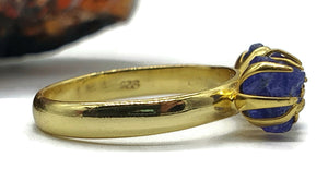 Raw Tanzanite Ring, Size 9, 14k Gold Plated Sterling Silver, Three Stone Ring - GemzAustralia 