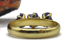 Load image into Gallery viewer, Raw Tanzanite Ring, Size 9, 14k Gold Plated Sterling Silver, Three Stone Ring - GemzAustralia 