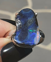 Load image into Gallery viewer, Boulder Opal Ring, Size 9, Solid Opal, Australian Opal, Sterling Silver, October Birthstone - GemzAustralia 