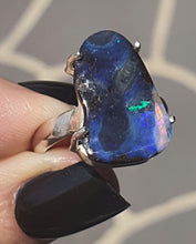 Load image into Gallery viewer, Boulder Opal Ring, Size 9, Solid Opal, Australian Opal, Sterling Silver, October Birthstone - GemzAustralia 