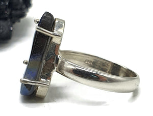 Boulder Opal Ring, Size 9, Solid Opal, Australian Opal, Sterling Silver, October Birthstone - GemzAustralia 