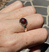 Load image into Gallery viewer, Australian Black Opal Ring, Size 9, Sterling Silver, Round Shape, October Birthstone - GemzAustralia 