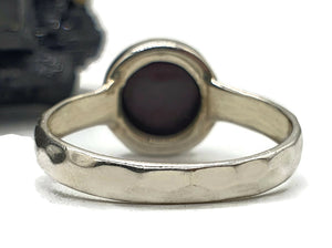 Australian Black Opal Ring, Size 9, Sterling Silver, Round Shape, October Birthstone - GemzAustralia 