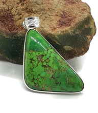 Load image into Gallery viewer, Green Mojave Turquoise Pendant, Sterling Silver, Triangle Shaped, Copper Turquoise - GemzAustralia 