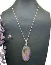 Load image into Gallery viewer, Stunning Purple Labradorite Pendant, Sterling Silver, Long Oval Shaped, Magical Gemstone - GemzAustralia 