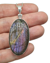 Load image into Gallery viewer, Stunning Purple Labradorite Pendant, Sterling Silver, Long Oval Shaped, Magical Gemstone - GemzAustralia 