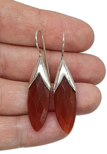 Carnelian Earrings, Artist's Stone, Warm Vibrant Gem, Marquise Shape, Sterling Silver - GemzAustralia 