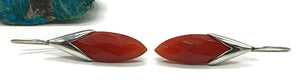 Carnelian Earrings, Artist's Stone, Warm Vibrant Gem, Marquise Shape, Sterling Silver - GemzAustralia 