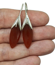 Load image into Gallery viewer, Carnelian Earrings, Artist&#39;s Stone, Warm Vibrant Gem, Marquise Shape, Sterling Silver - GemzAustralia 