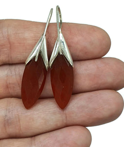 Carnelian Earrings, Artist's Stone, Warm Vibrant Gem, Marquise Shape, Sterling Silver - GemzAustralia 