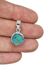 Load image into Gallery viewer, Round Turquoise Pendant, Sterling Silver, December Birthstone, Blue Turquoise, Protection - GemzAustralia 