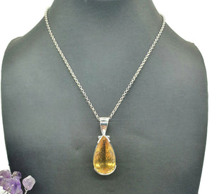 Citrine Pendant, Sterling Silver, 30 carats, Pear Faceted, November Birthstone - GemzAustralia 