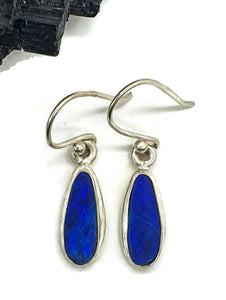 Australian Opal Earrings, Sterling Silver, Blue Opal, Lucky Stone, Hope Stone, October Birth - GemzAustralia 