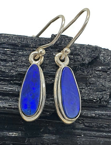 Australian Opal Earrings, Sterling Silver, Blue Opal, Lucky Stone, Hope Stone, October Birth - GemzAustralia 