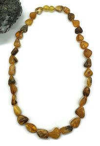 Chunky Baltic Amber Necklace, 47cm, Fossilized Tree Resin, Butterscotch Amber - GemzAustralia 