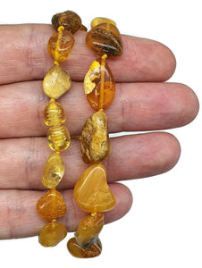 Chunky Baltic Amber Necklace, 47cm, Fossilized Tree Resin, Butterscotch Amber - GemzAustralia 