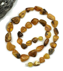 Chunky Baltic Amber Necklace, 47cm, Fossilized Tree Resin, Butterscotch Amber - GemzAustralia 