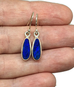 Australian Opal Earrings, Sterling Silver, Blue Opal, Lucky Stone, Hope Stone, October Birth - GemzAustralia 