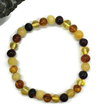 Load image into Gallery viewer, Round beaded Baltic Amber Bracelet, Fossilized Tree Resin - GemzAustralia 