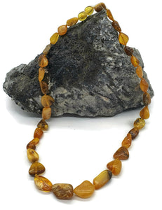 Chunky Baltic Amber Necklace, 47cm, Fossilized Tree Resin, Butterscotch Amber - GemzAustralia 