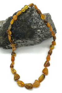 Chunky Baltic Amber Necklace, 47cm, Fossilized Tree Resin, Butterscotch Amber - GemzAustralia 