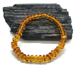 Baltic Amber Bracelet, Fossilized Tree Resin, Cognac Amber, Natural, Energy Stone - GemzAustralia 