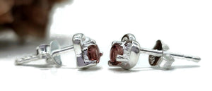 Pink Tourmaline Stud Earrings, Sterling Silver, Heart Shaped Studs, Pink Gemstone Studs - GemzAustralia 