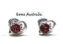 Load image into Gallery viewer, Pink Tourmaline Stud Earrings, Sterling Silver, Heart Shaped Studs, Pink Gemstone Studs - GemzAustralia 