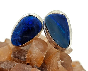 Australian Opal Studs, Sterling Silver, Blue Opal, Love and Passion Stone, Opal Doublets - GemzAustralia 