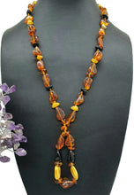 Load image into Gallery viewer, Baltic Amber Necklace, 53cm, Fossilized Tree Resin, Cognac, Black/Cherry &amp; Butterscotch - GemzAustralia 