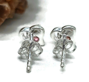 Pink Tourmaline Stud Earrings, Sterling Silver, Heart Shaped Studs, Pink Gemstone Studs - GemzAustralia 