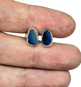 Australian Opal Studs, Sterling Silver, Blue Opal, Love and Passion Stone, Opal Doublets - GemzAustralia 