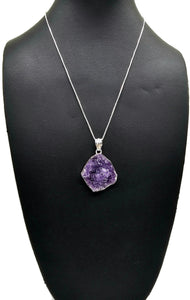 Druzy Amethyst Pendant, Natural Shape, Sterling Silver, February Birthstone - GemzAustralia 