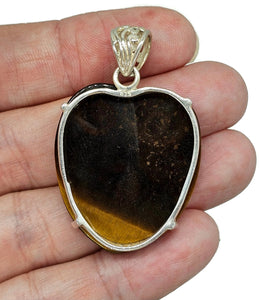 Tiger's Eye Pendant, Sterling Silver, Scroll Carving, Kundalini Awakening, Courage Stone - GemzAustralia 