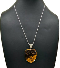 Load image into Gallery viewer, Tiger&#39;s Eye Pendant, Sterling Silver, Scroll Carving, Kundalini Awakening, Courage Stone - GemzAustralia 