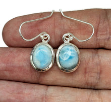 Load image into Gallery viewer, Larimar Earrings, Dolphin Stone, Stone of Atlantis, Sterling Silver, Oval Shaped - GemzAustralia 