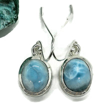 Load image into Gallery viewer, Larimar Earrings, Dolphin Stone, Stone of Atlantis, Sterling Silver, Oval Shaped - GemzAustralia 