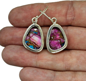 Pink Opal & Oyster Turquoise Earrings, Sterling Silver, Natural Shape, Natural Gem - GemzAustralia 