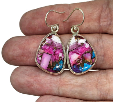 Pink Opal & Oyster Turquoise Earrings, Sterling Silver, Natural Shape, Natural Gem - GemzAustralia 