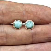 Load image into Gallery viewer, Larimar Studs Earrings, Dolphin Stone, Stone of Atlantis, Sterling Silver, Round Shaped - GemzAustralia 