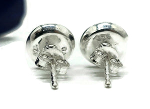 Larimar Studs Earrings, Dolphin Stone, Stone of Atlantis, Sterling Silver, Round Shaped - GemzAustralia 