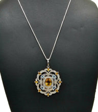 Load image into Gallery viewer, Citrine, Blue Topaz &amp; White Zircon Pendant, Sterling Silver, November and December - GemzAustralia 