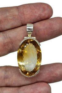 Massive Statement Citrine Pendant, Sterling Silver, 37 carats, Oval Facet - GemzAustralia 